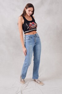 Top Intarsia Negro