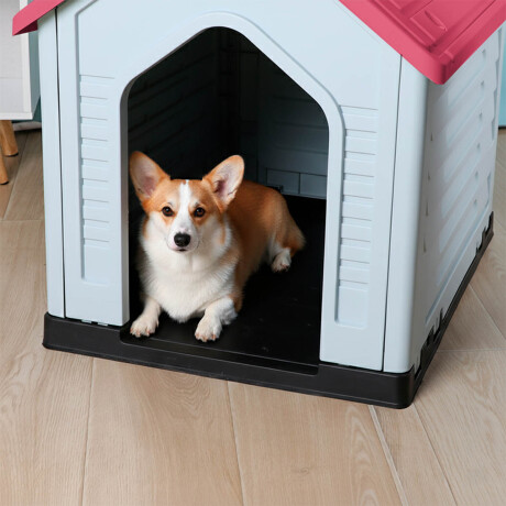 Casa Cucha Mascota Perro 60x66x52 Resistente + Piso Rojo