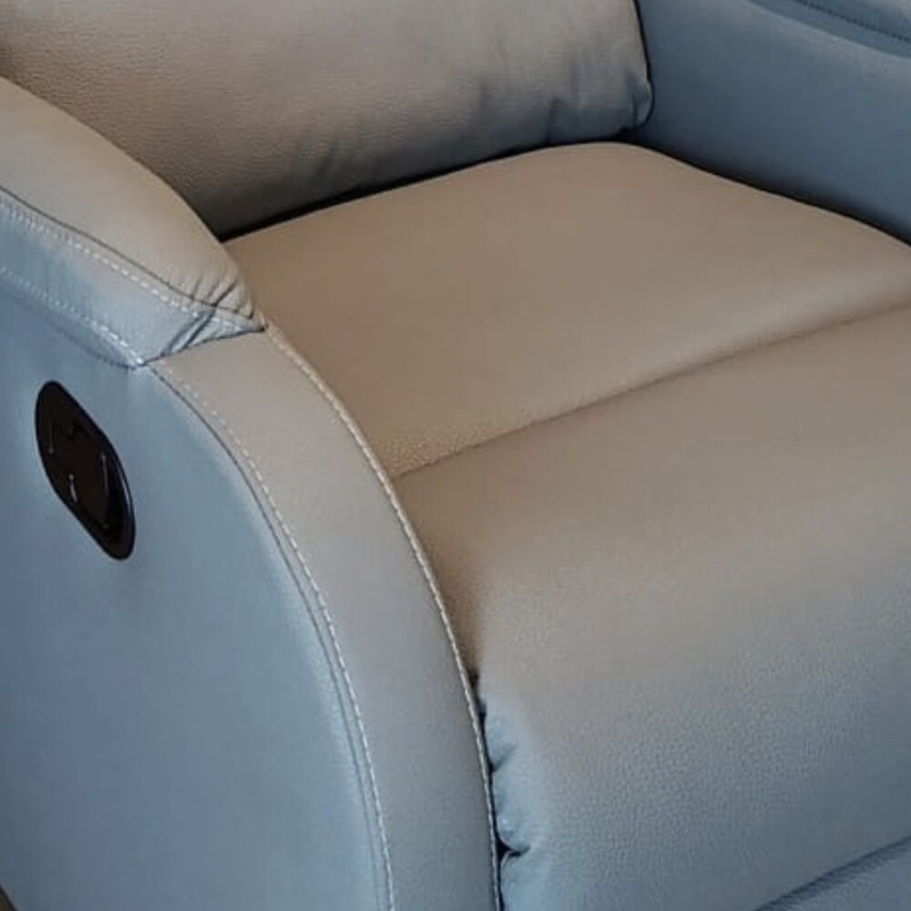 Sillón Recliner 1 Cuerpo Cuero Sintético - Adri Gris Claro
