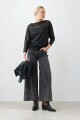 Blusa lentejuelas manga dollman negro