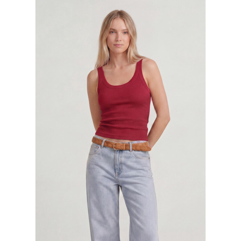 CAMISETA REGATA FEM VERMELHO ESCURO