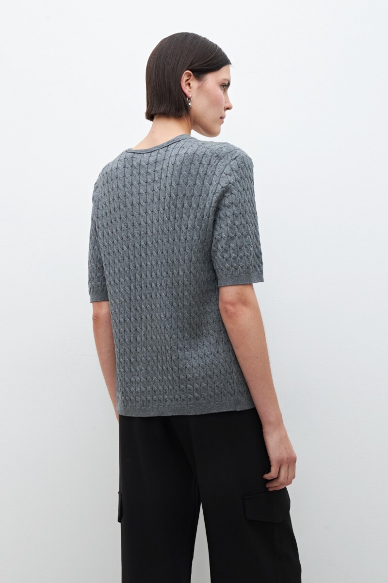 Cardigan manga corta con estructuras gris melange