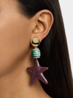 Pendientes Largos Estrellas Con Cerámica multicolor