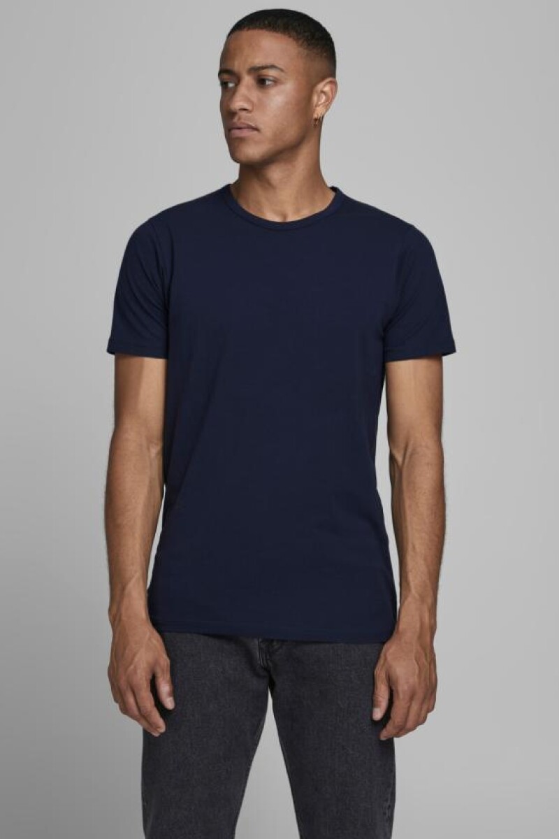 Camiseta Básica Regular Fit De Algodón Y Lycra Navy Blue
