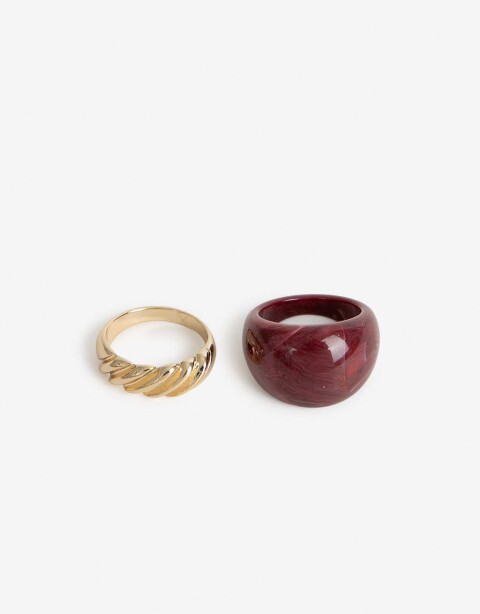 Sets Anillos Acrilico Sets De Anillos - Rojo Burdeaux