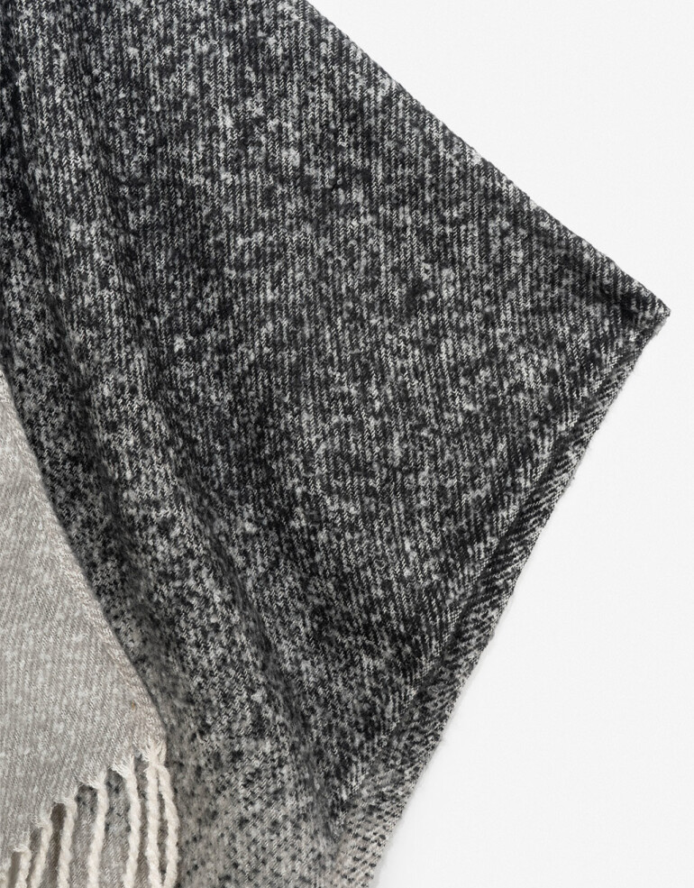 Ponchos Poncho Degradé Con Flecos - Combinacion Bicolor