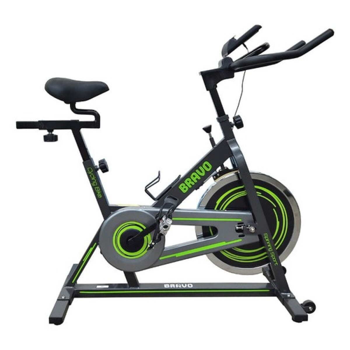 Bicicleta de spinning Bravo Sport con display y pedales ajustables - Negro 