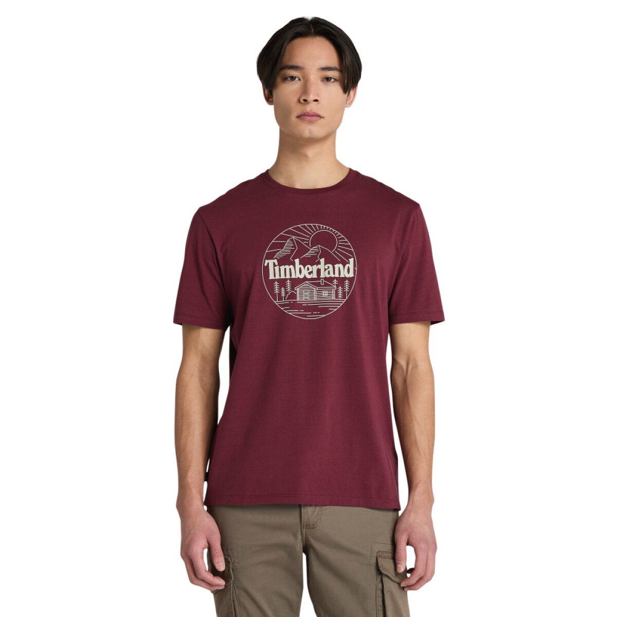 Polo Mountain Graphic Manga Corta Hombre - Burgundy 