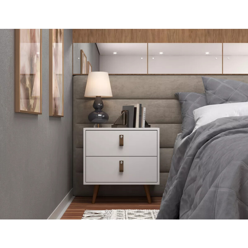 Mesa De Luz Cabecera Padua Nordica Cajones Dormitorio Blanco