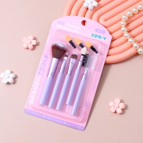 Juego De Mini Brochas De Maquillaje Púrpura - 8 Unidades Juego De Mini Brochas De Maquillaje Púrpura - 8 Unidades