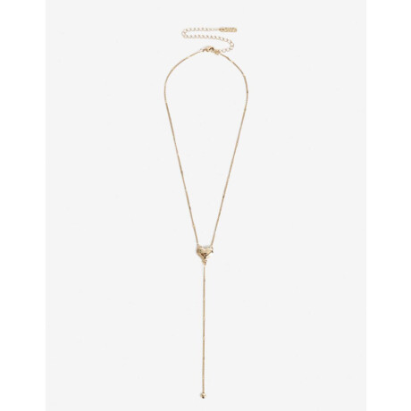 Collar Largo Metal Corazón Bañado En Oro Dorado