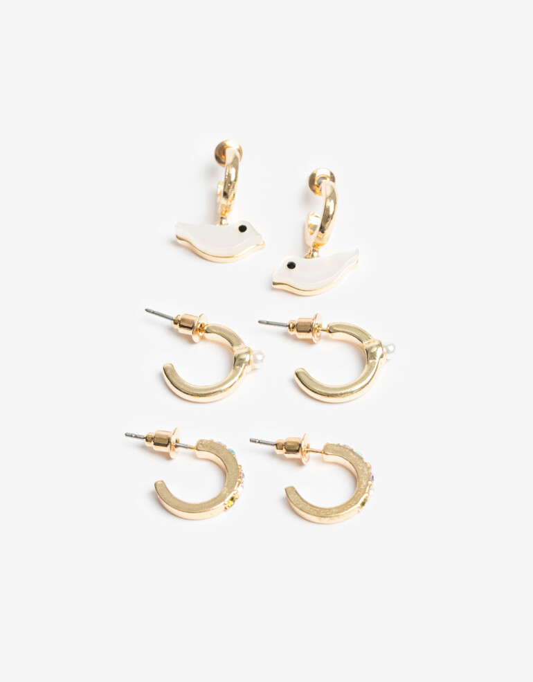 Aros Argollas Set Canutillos Set De Argollitas - Dorado