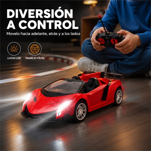 Auto Deportivo a Control Remoto Tipo Lamborghini con Luces LED ROJO