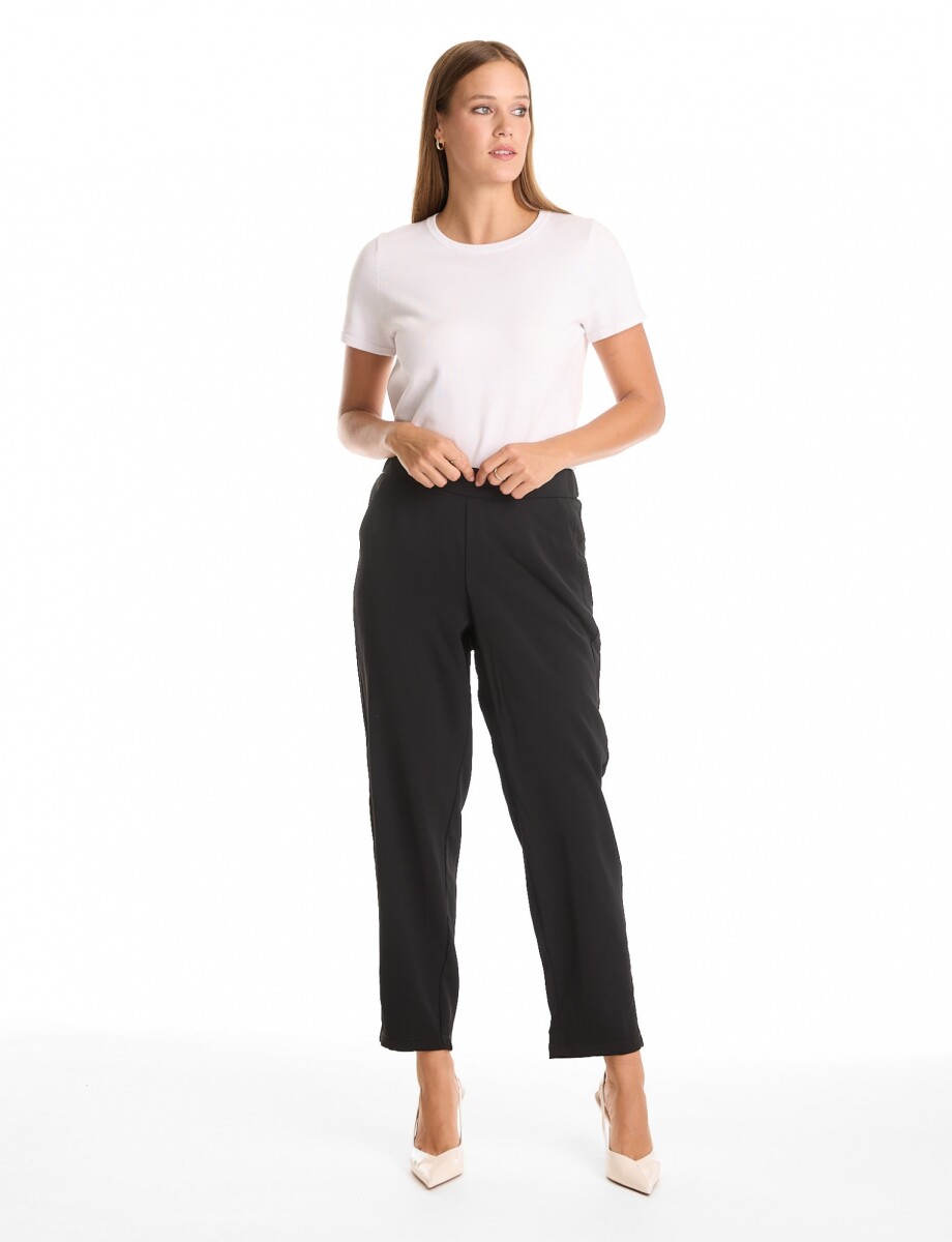 Pantalon Relaxed Fit & Cintura Elástica Posterior - Negro 