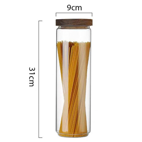 Recipiente Hermético Vidrio C/Tapa Acacia 1.5L Alto 31cm x Ø 9cm Recipiente Hermético Vidrio C/Tapa Acacia 1.5L Alto 31cm x Ø 9cm