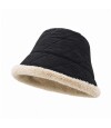 Gorro piluso puffer con corderito Negro