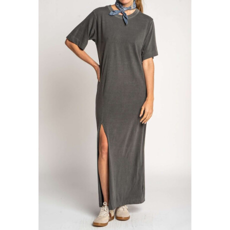 Vestido Maxi Tajo Gris Oscuro