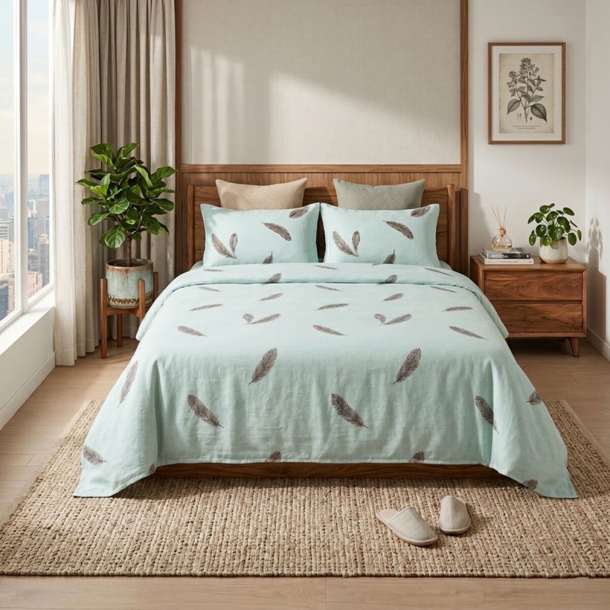 Juego De Sabanas 2 Plazas Toque Algodón Sommier Plumas 