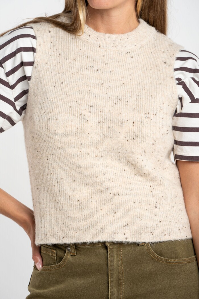 Chaleco Tejido Beige Melange