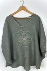 BLUSA LINO MIREL VERDE OSCURO