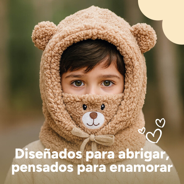 Gorro Pasa Montañas Corderito Orejas Frio Invierno Termico Variante Color Marrón Oscuro