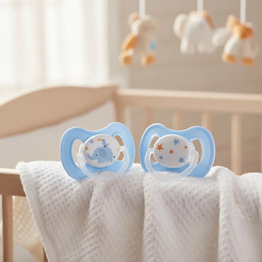 Set x2 chupetes BUBA fisiologico 0-6 meses elefante celeste