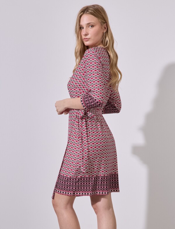 Vestido Cruzado Printed MULTI/FUCSIA