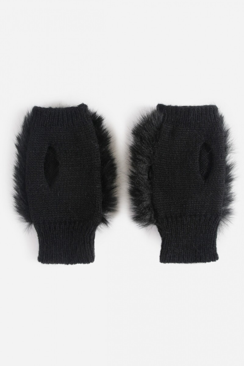 Guantes mitón simil piel negro