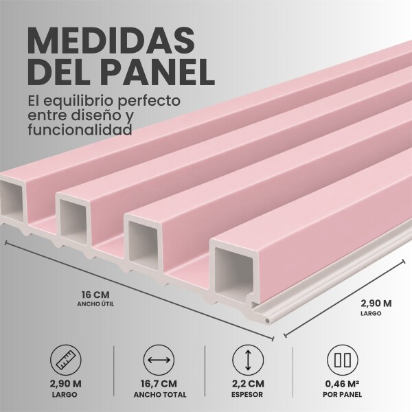Pack x50 Wpc Simil Madera Wall Panel Lambrin 2.90x16.7 Rosa 1