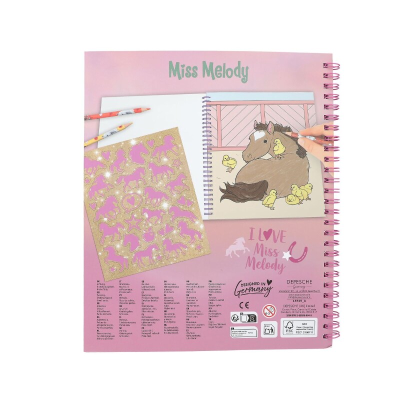Libro para colorear con lentejuelas - Miss Melody Libro para colorear con lentejuelas - Miss Melody
