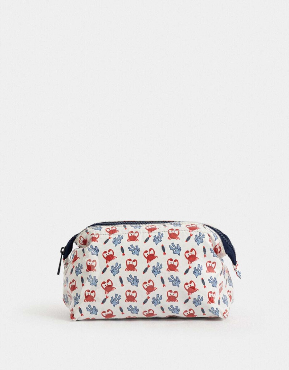 Portacosméticos Vinilo Flores - Blanco Crudo 