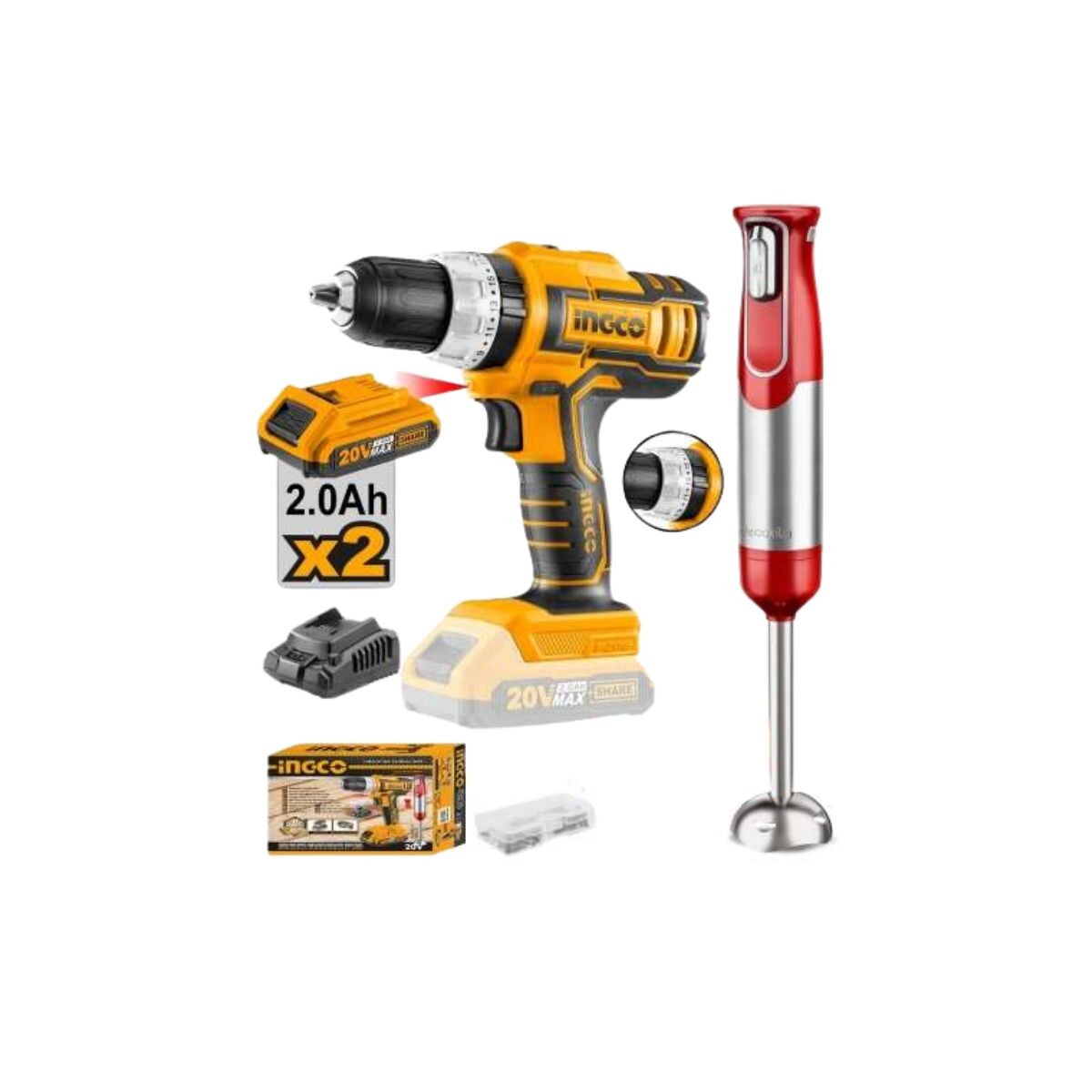 COMBO ATORNILLADOR 20V + MIXER INGCO Combo Atornillador 20v + Mixer Ingco