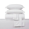 Juego de Sabana Queen Basic Color Block 200 Hilos - Pilar Blanco/Gris