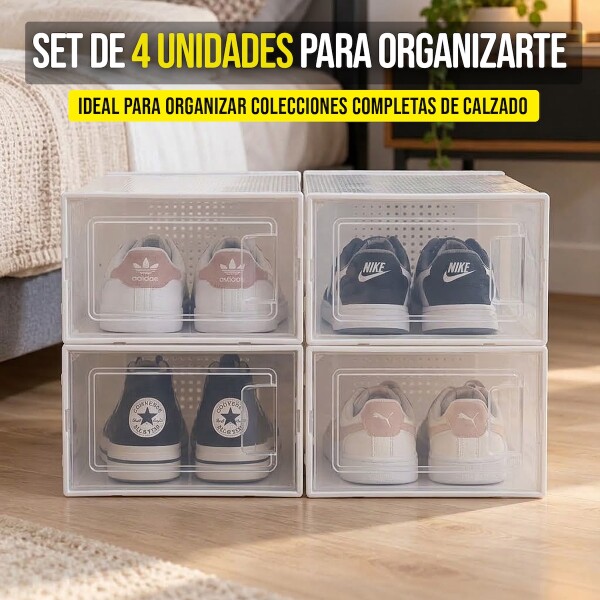 Set X4 Caja Organizadora Zapatos Zapatero Apilable Championes Calzado Premium Imback Blanco Set X4 Caja Organizadora Zapatos Zapatero Apilable Championes Calzado Premium Imback Blanco