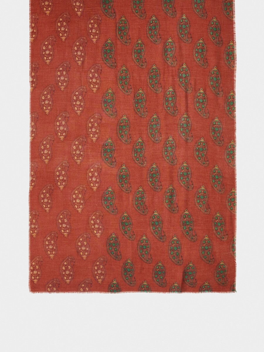 Pañuelo Estampado Mezcla De Lana rojo