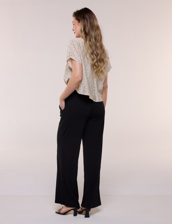 Blusa Crop Cruzada Con Lunares BEIGE