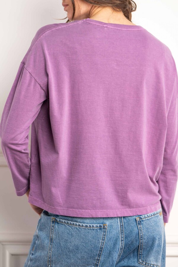 Remera Manga Larga Lavada Lavanda