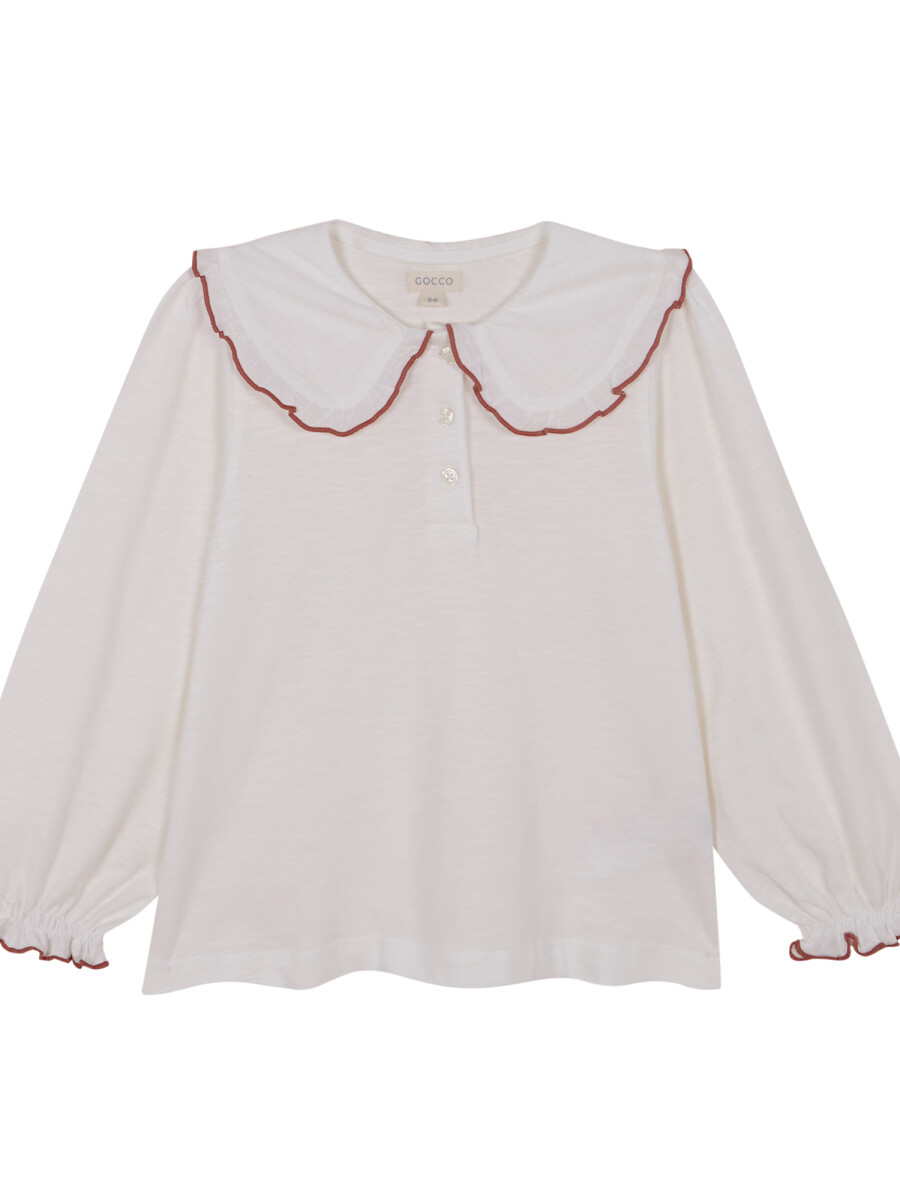 Camiseta Con Cuello C Blanco Roto