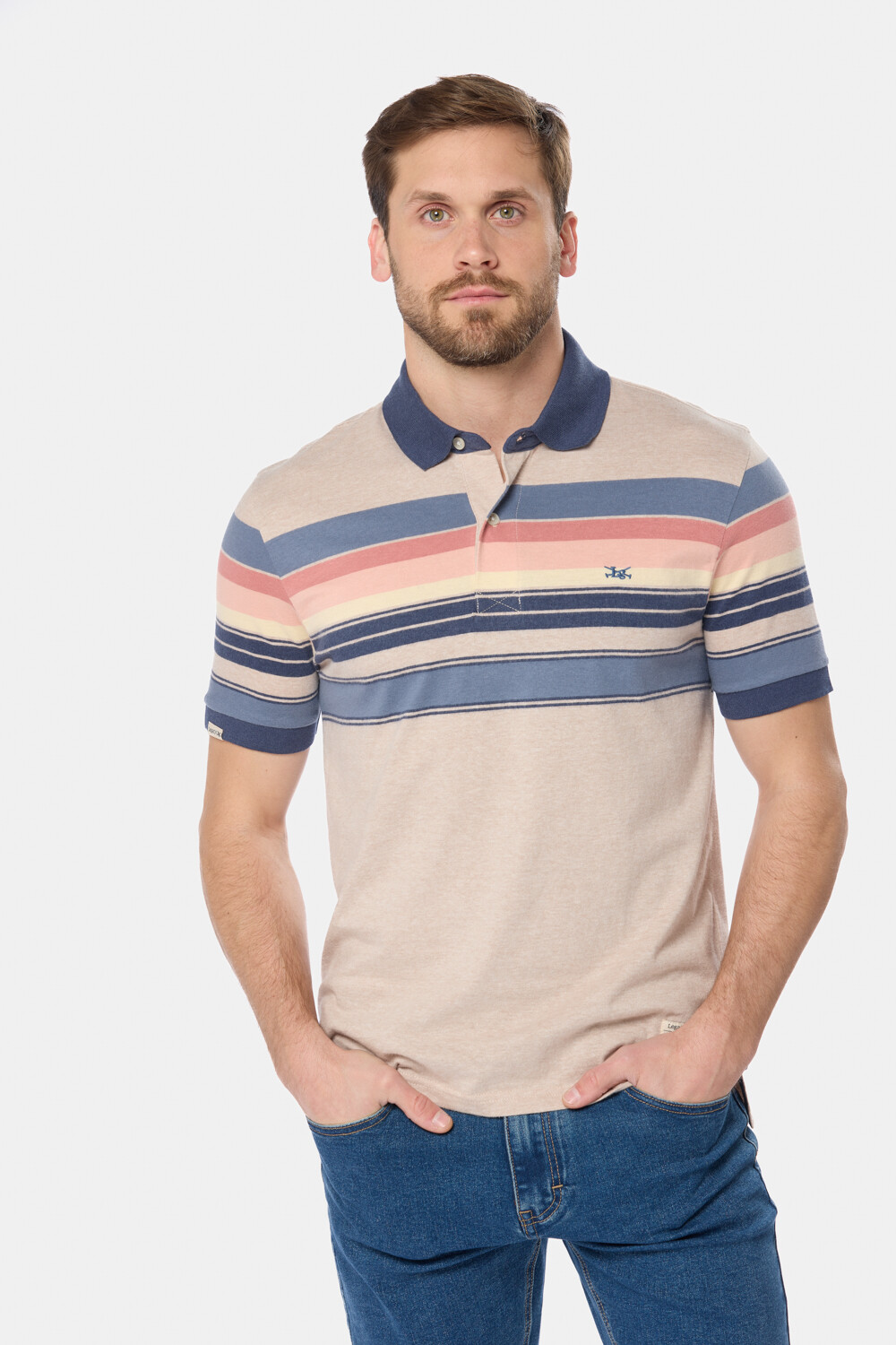 REMERA POLO RAYADA Beige