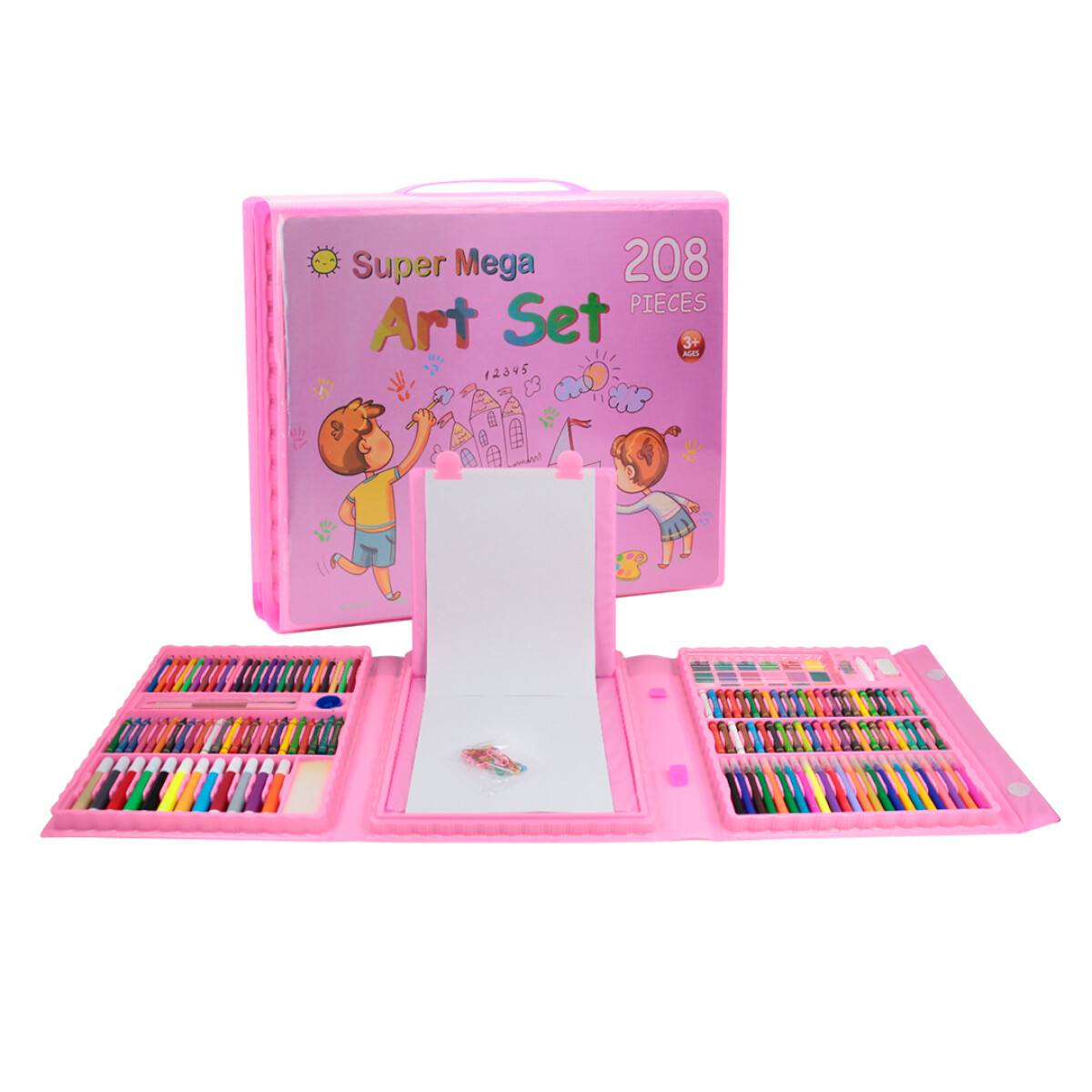Kit Maleta Didáctica de Arte 208 Piezas - ROSADO 