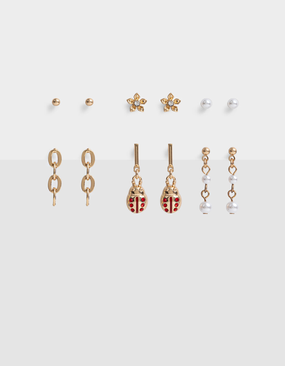 Set De Aros Con Perlas 