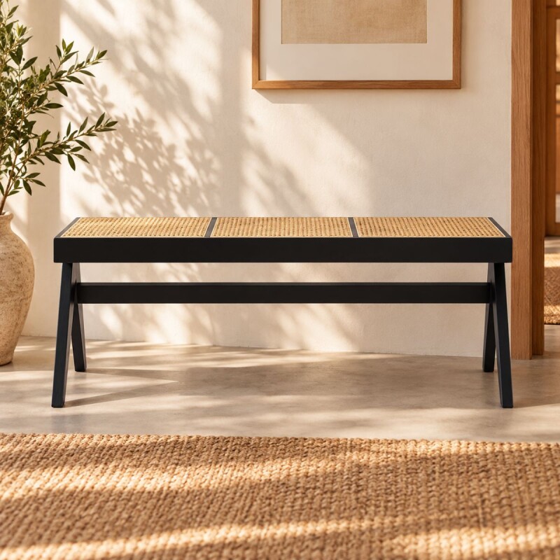 BANM.46 Banco De Madera 110x40x45 Cm Lennon - Negro