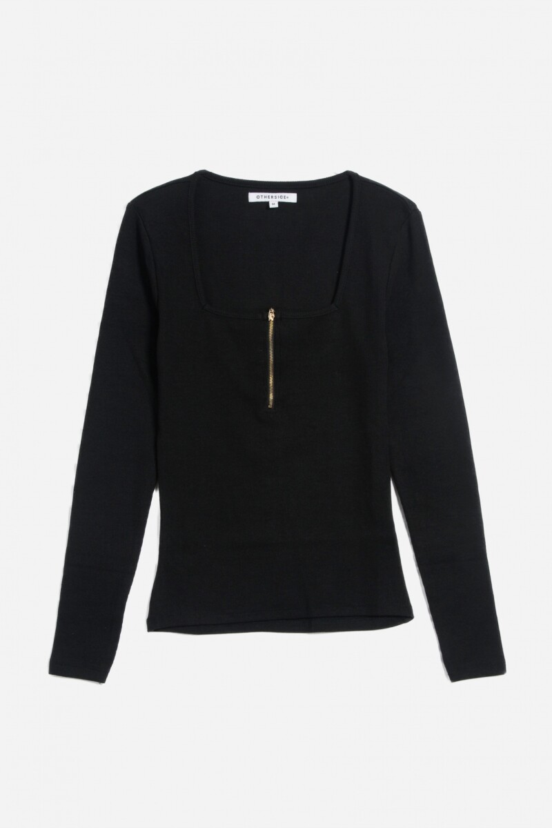 Remera m/l con cierre frontal NEGRO