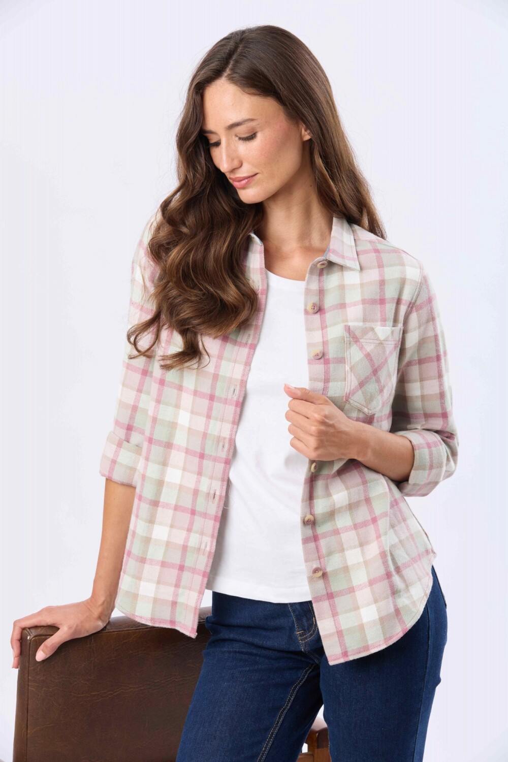 CAMISA VIYELA CUADROS Rosado