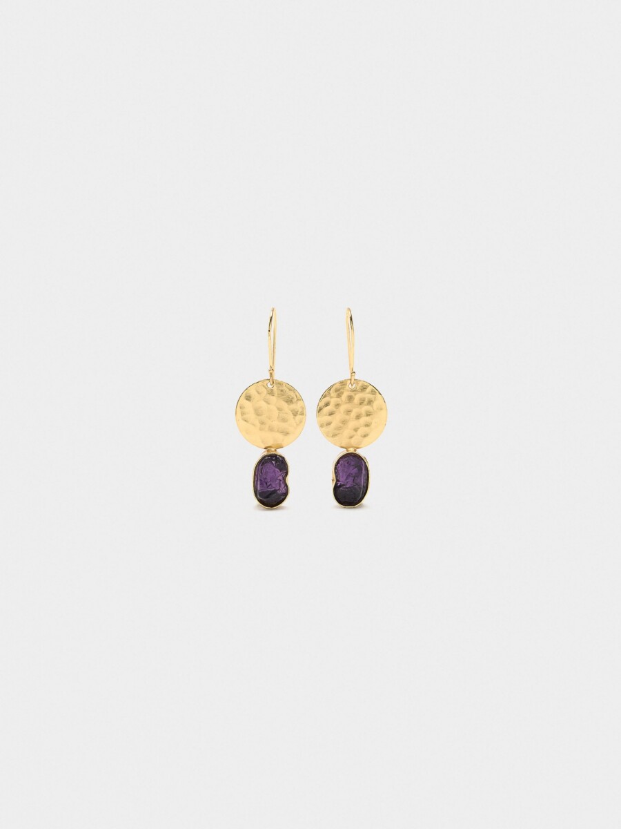 Pendientes Redondos Con Piedras dorado