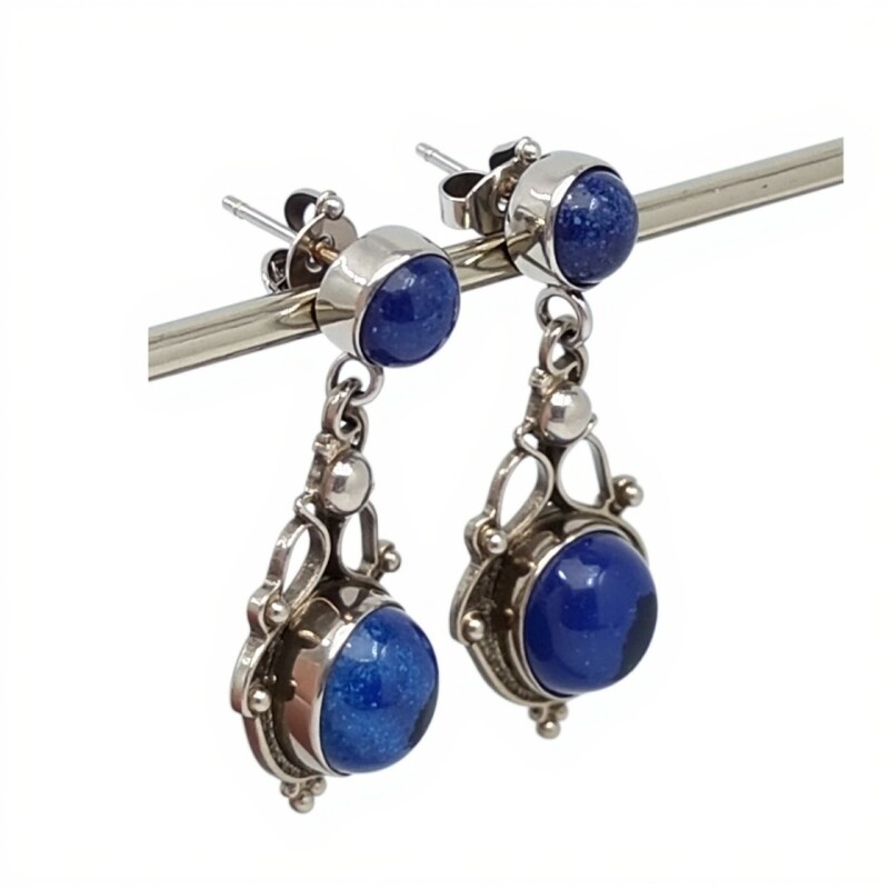 Caravanas Colgante Lapislazuli - plata 925 - raíz de zafiro- CA8441 conpiedra