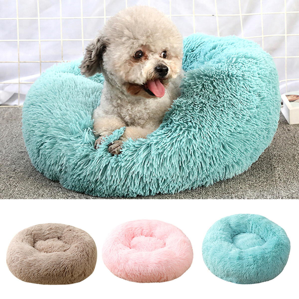 Cama Nido Circular Para Mascotas - No Desmontable - Beige 