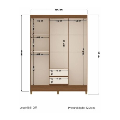 Ropero 6 Puertas 2 Cajones Claro Línea Fit 2661 Unica