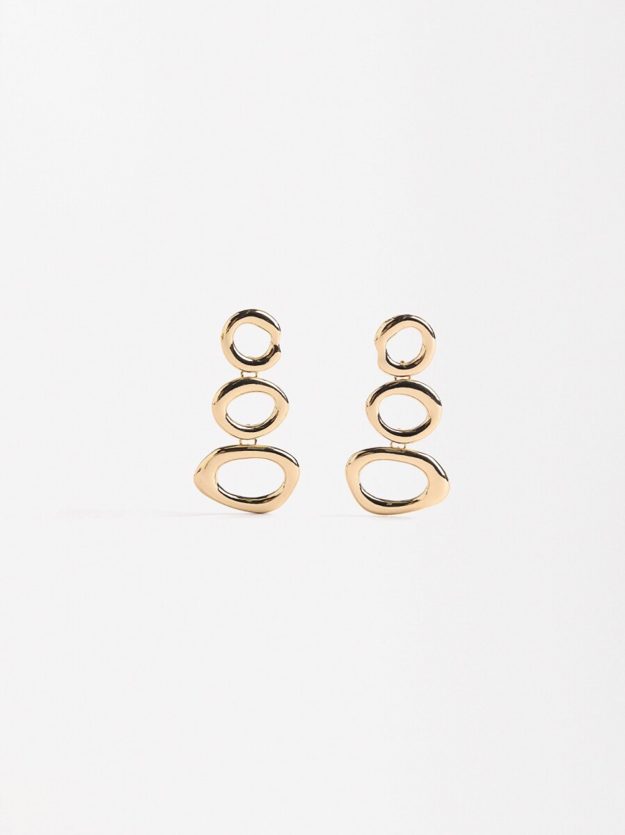 Pendientes Largos Con Aros - dorado 