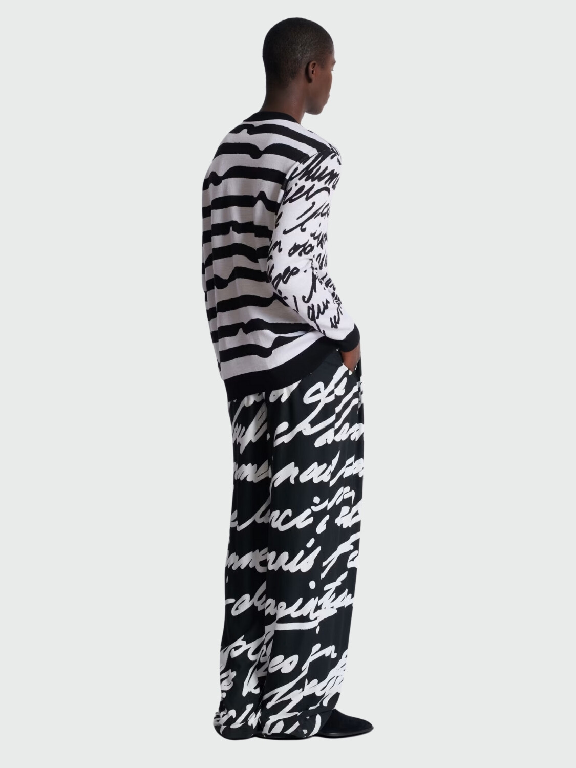 Balmain - Buzo de Jersey de punto a rayas "Love Letter" Blanco